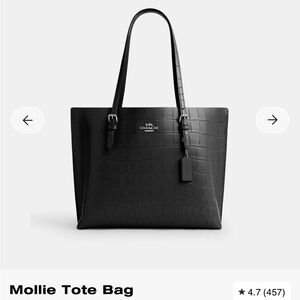 Coach Black Leather Mollie Tote Bag
